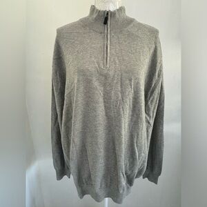 JoS. A. Bank Mens Light Gray Long Sleeve Mock Neck 1/4 Zip Pullover Sweater